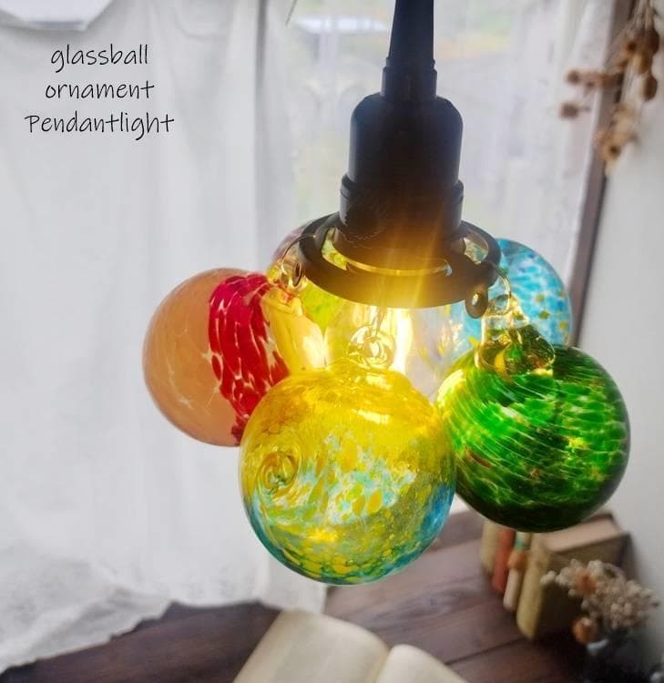昭和レトロなガラスペンダントライトカラフルボールバブルアンティーク風アジアン