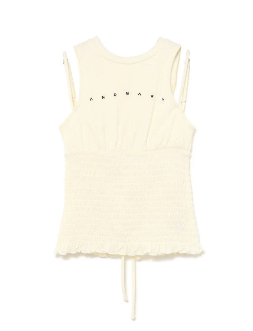 トップス Ami shirring logo tops White andmary