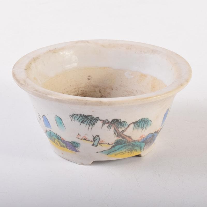 中国　粉彩　山水人物文　鉢　N　7205