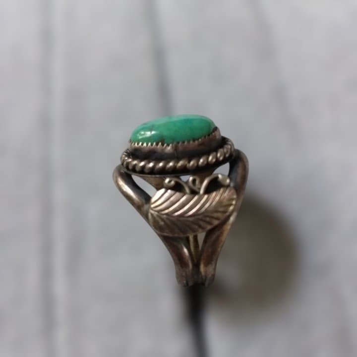 ヴィンテージ スターリングシルバー L. Reeves ターコイズ石 リング