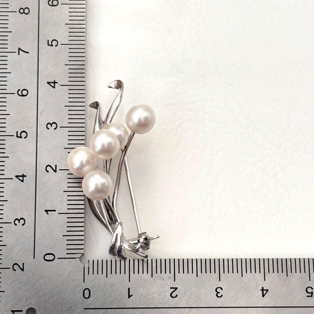 061【ミキモト】シルバー　パール　ブローチ　花束