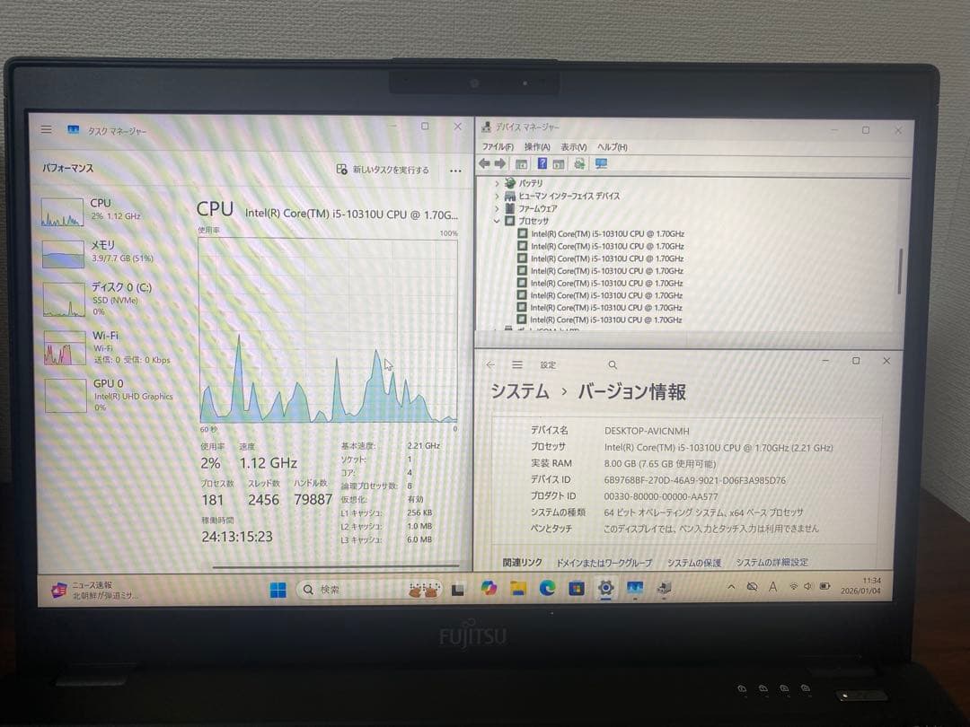 超軽量薄型 富士通 lifebook U9310 ノートパソコン 第10世代i5