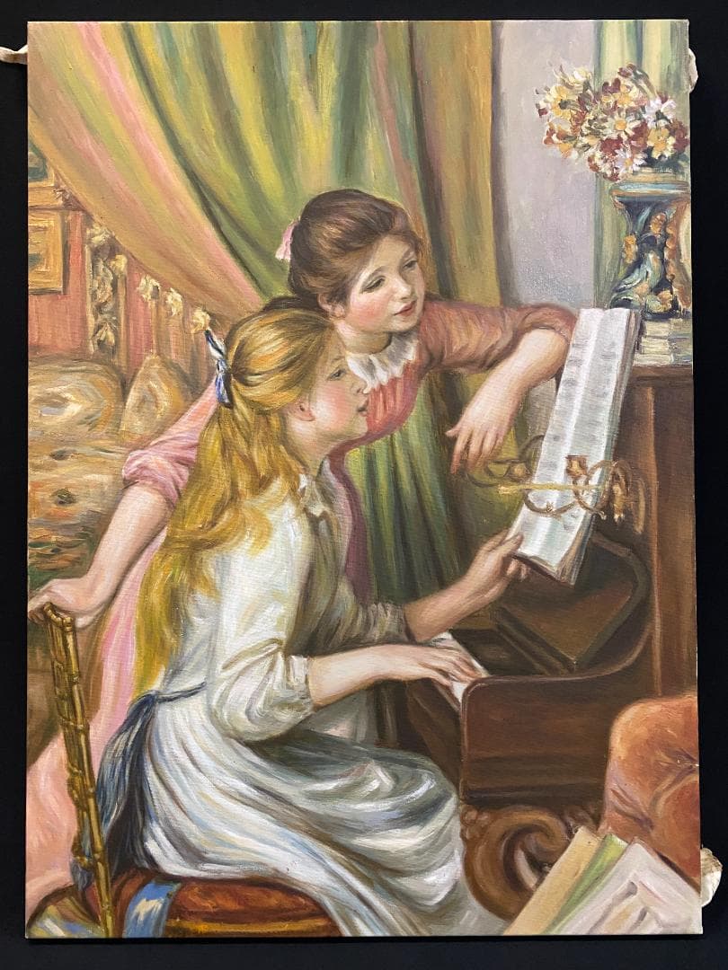 ピエール＝オーギュスト・ルノワール『ピアノを弾く少女たち』複製画　摸写④