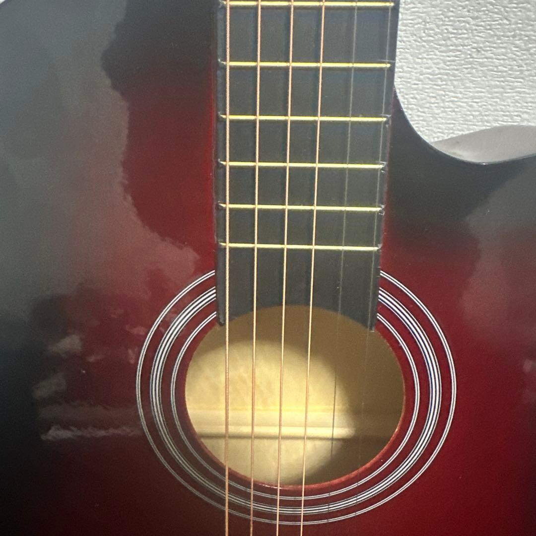 アコースティックギター レッド 6弦