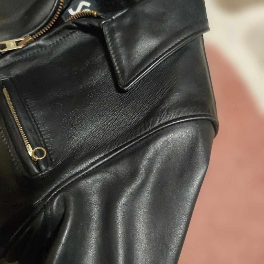 美品　別注希少モデル　短丈ゴールドジップ　643E Schott　襟付３４