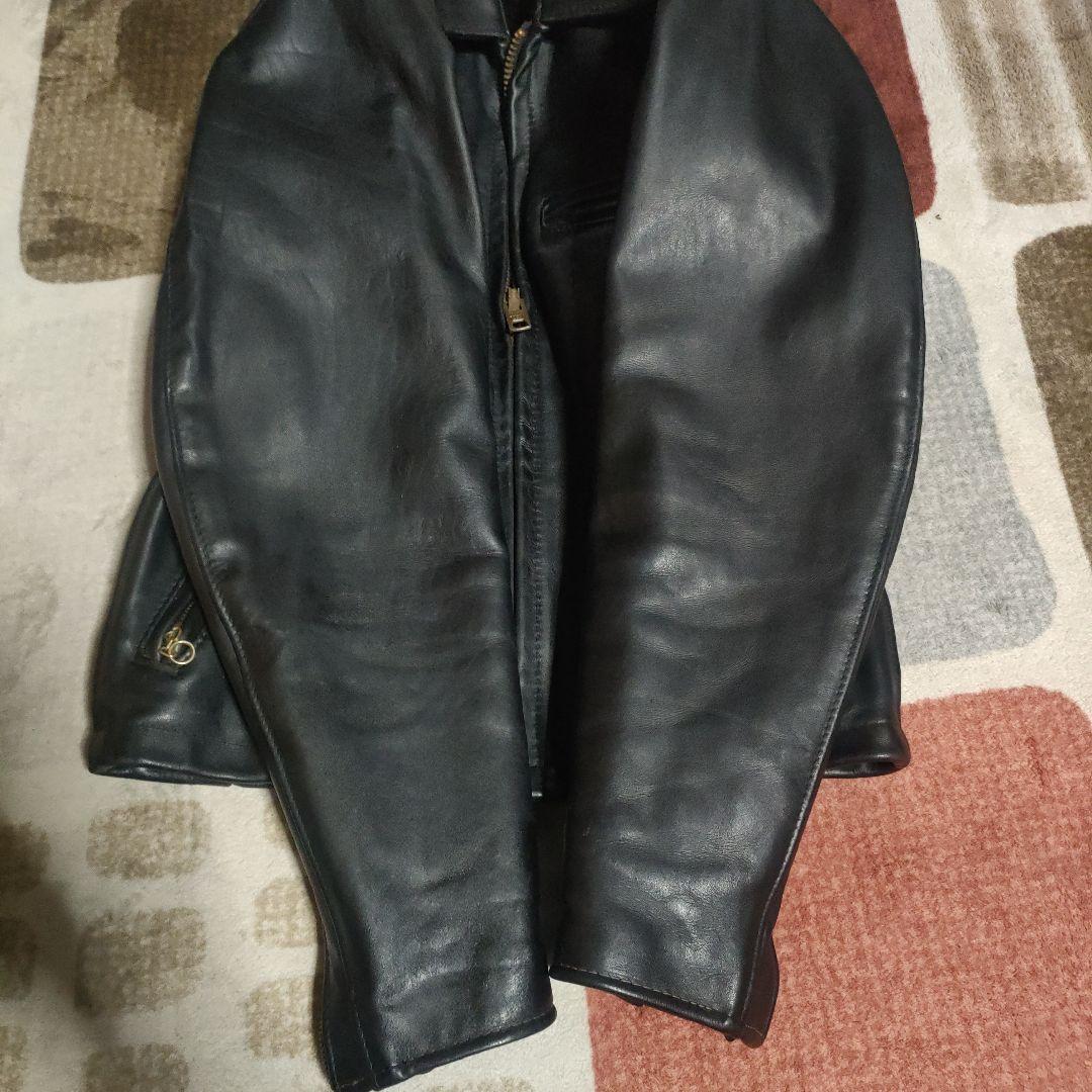 美品　別注希少モデル　短丈ゴールドジップ　643E Schott　襟付３４