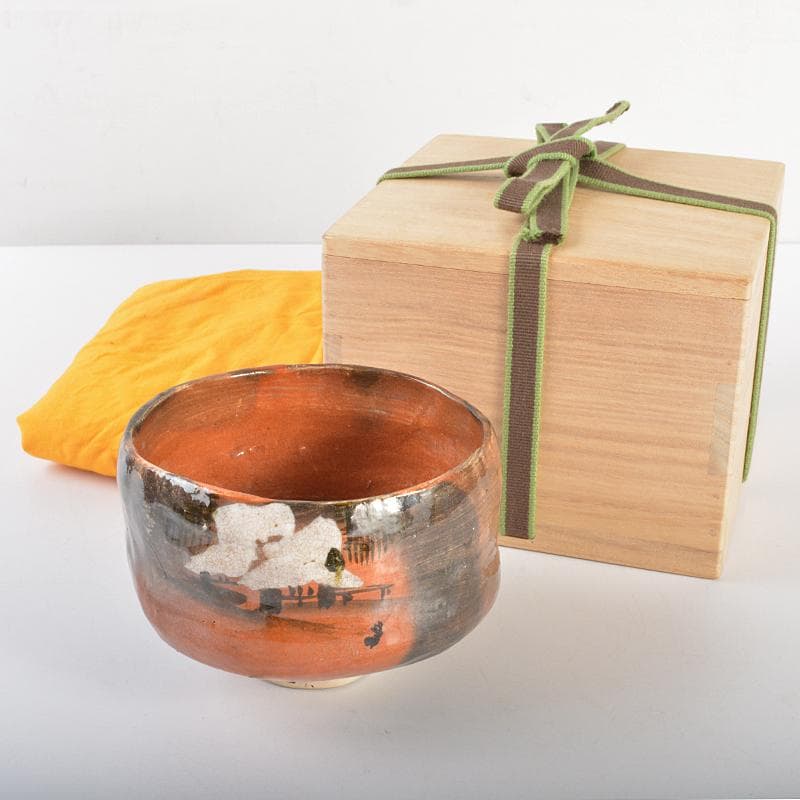 茶道具　十二代楽吉左衛門　弘入造　赤楽茶碗　時代箱付　M　R6748