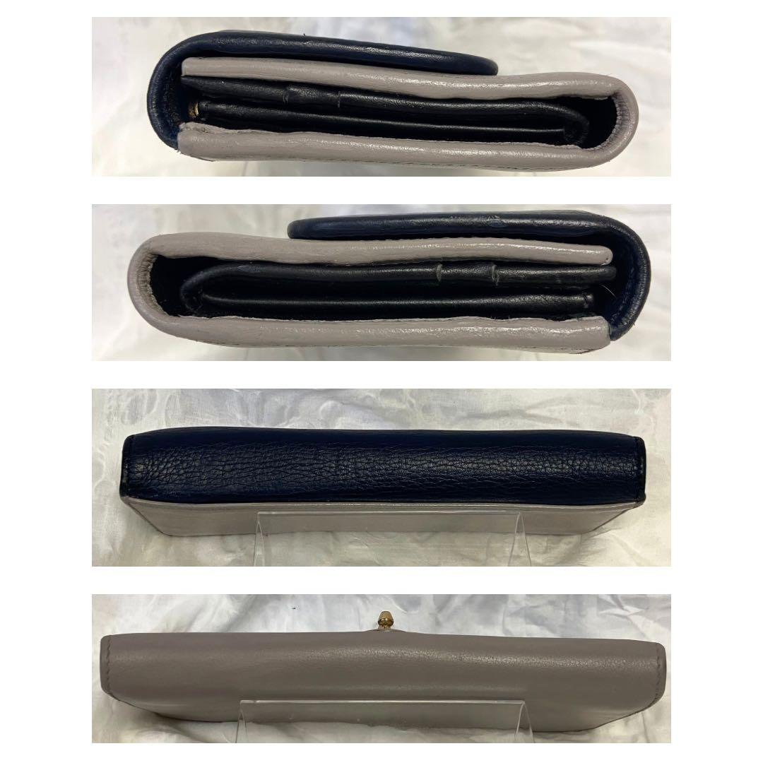 【美品】Salvatore Ferragamo 三つ折り財布 ネイビー/グレー