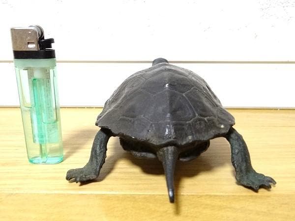 アンティーク 青銅 亀 カメ 骨董品 オブジェ 置物 金運 幸運 昭和 当時物
