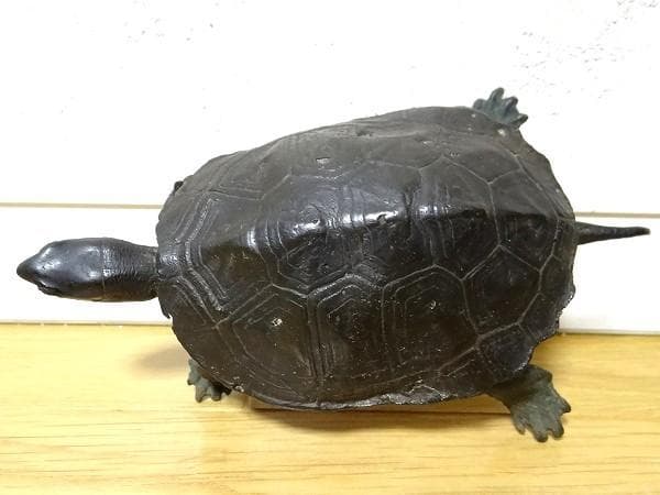 アンティーク 青銅 亀 カメ 骨董品 オブジェ 置物 金運 幸運 昭和 当時物