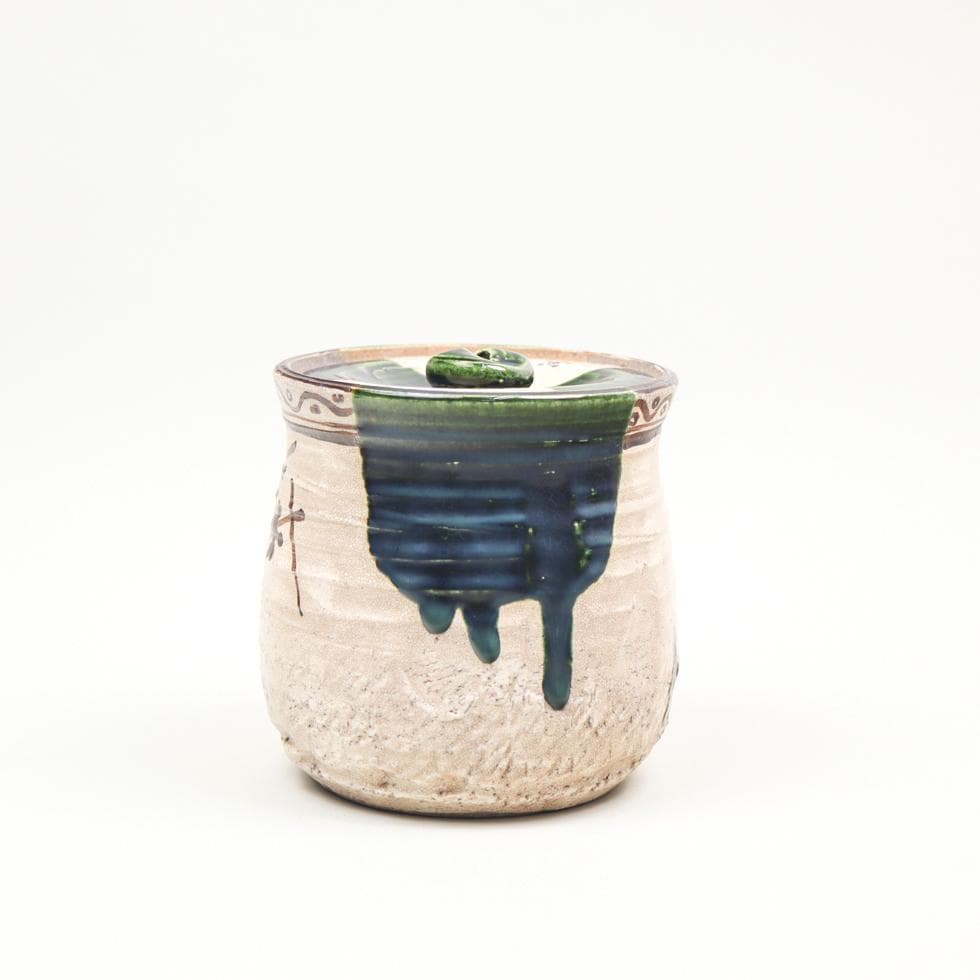 山口錠鉄 織部水指 茶道具 共箱