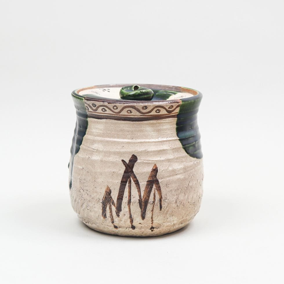 山口錠鉄 織部水指 茶道具 共箱