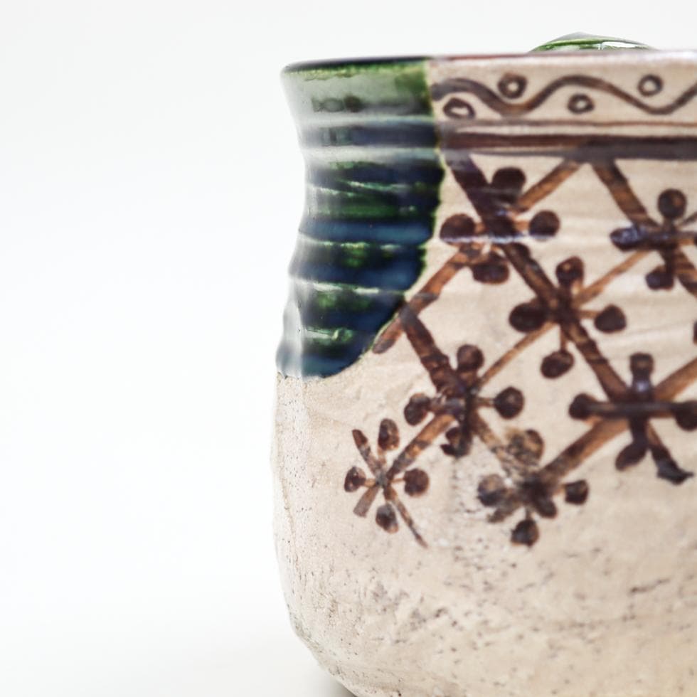 山口錠鉄 織部水指 茶道具 共箱