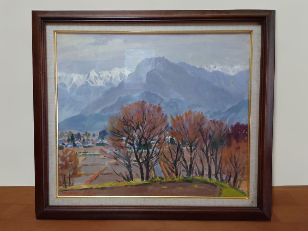 赤羽忠親「有明山」油彩F10号。真作保証