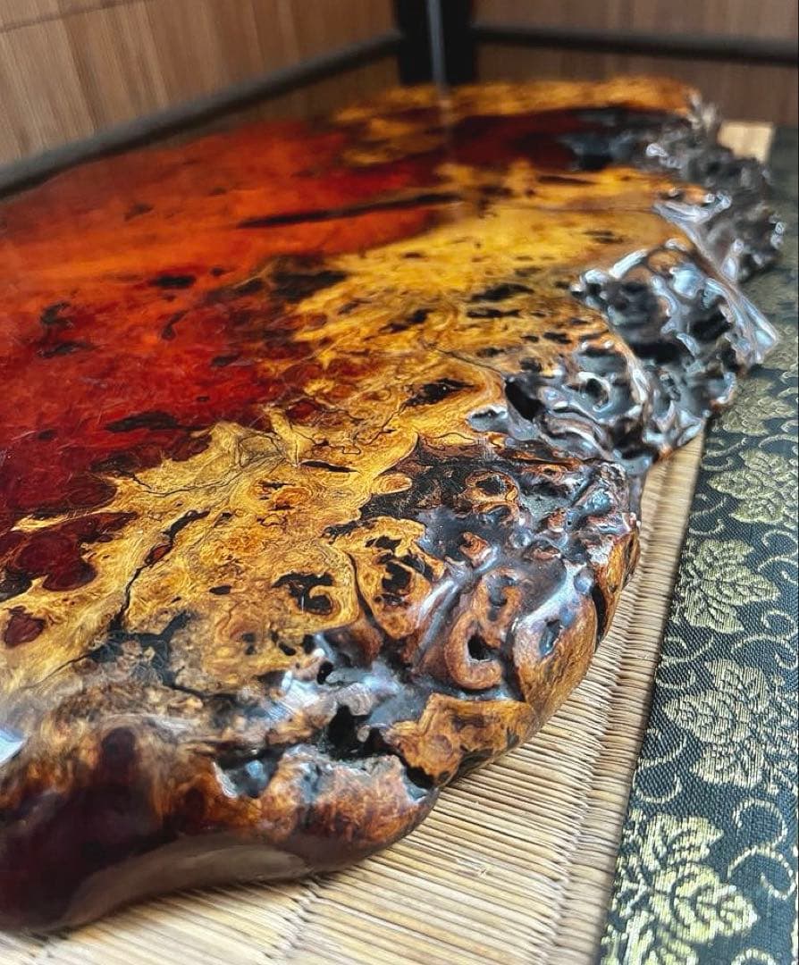 天然時代木 花梨 玉杢 美杢 瘤 花台 香台 盆栽台 敷板 46㎝