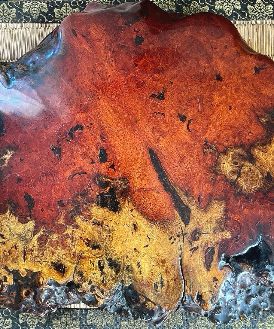 天然時代木 花梨 玉杢 美杢 瘤 花台 香台 盆栽台 敷板 46㎝