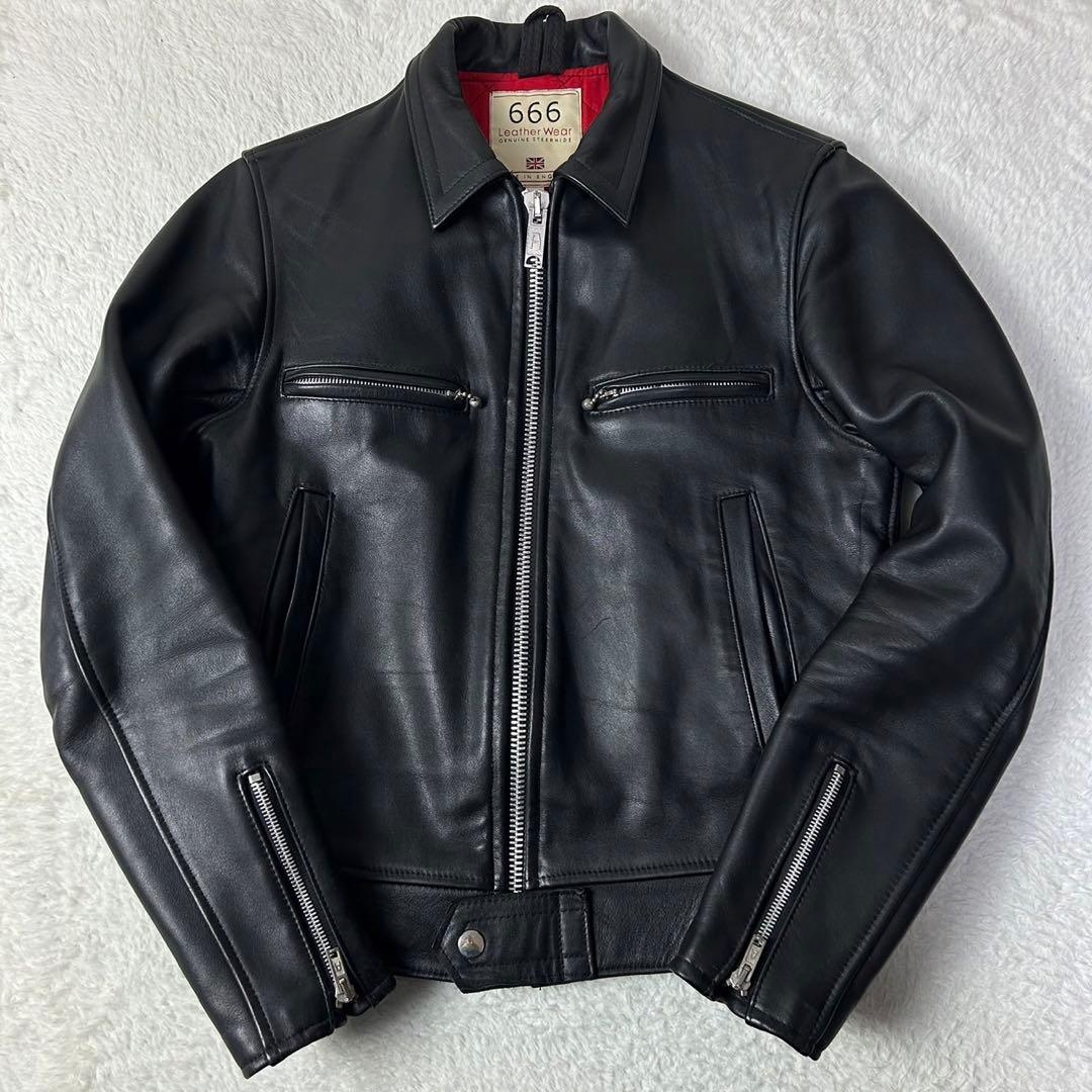 美品 666 ライダースジャケット ステアハイド キルティング シングル