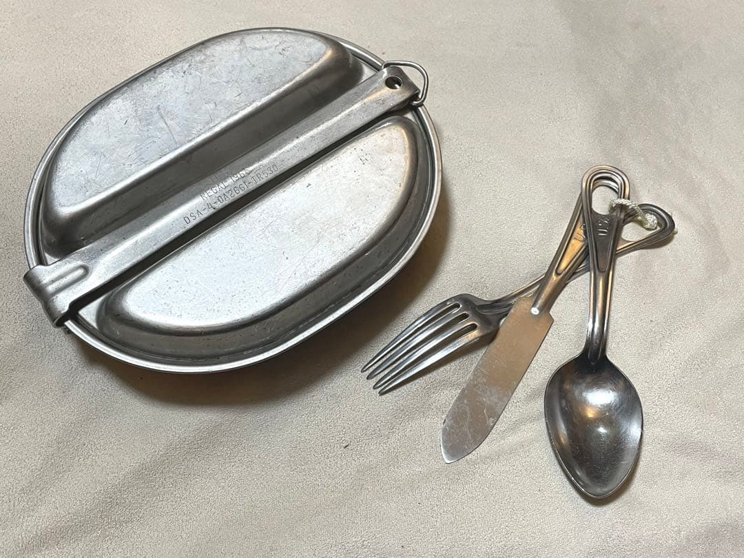 実物【米軍】メスキットパン(1966年製)&カトラリーセット　ベトナム戦争自衛隊