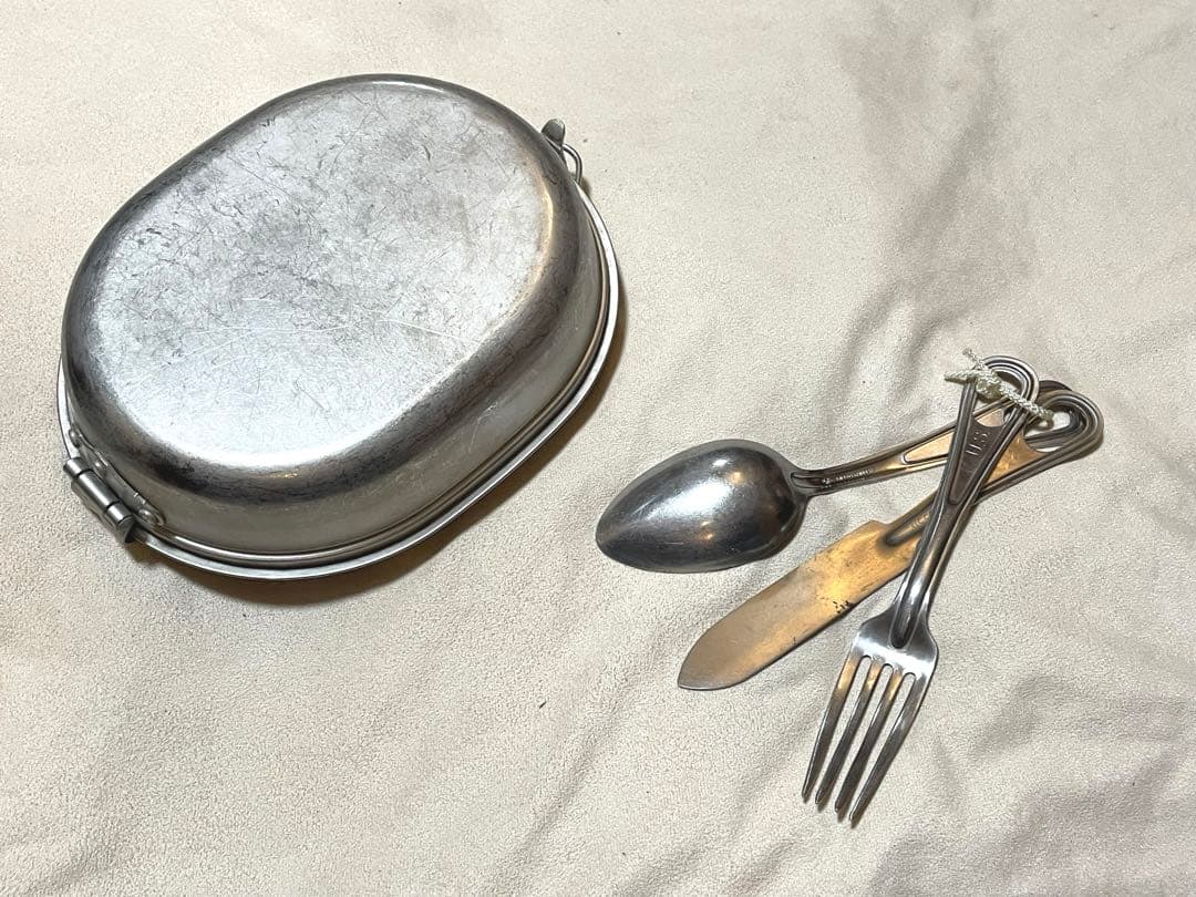 実物【米軍】メスキットパン(1966年製)&カトラリーセット　ベトナム戦争自衛隊