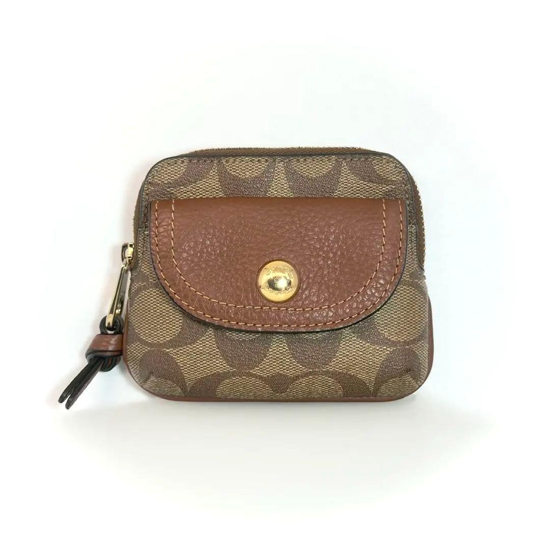 COACH コーチ パース カード シグネチャー キーリング付 C0209