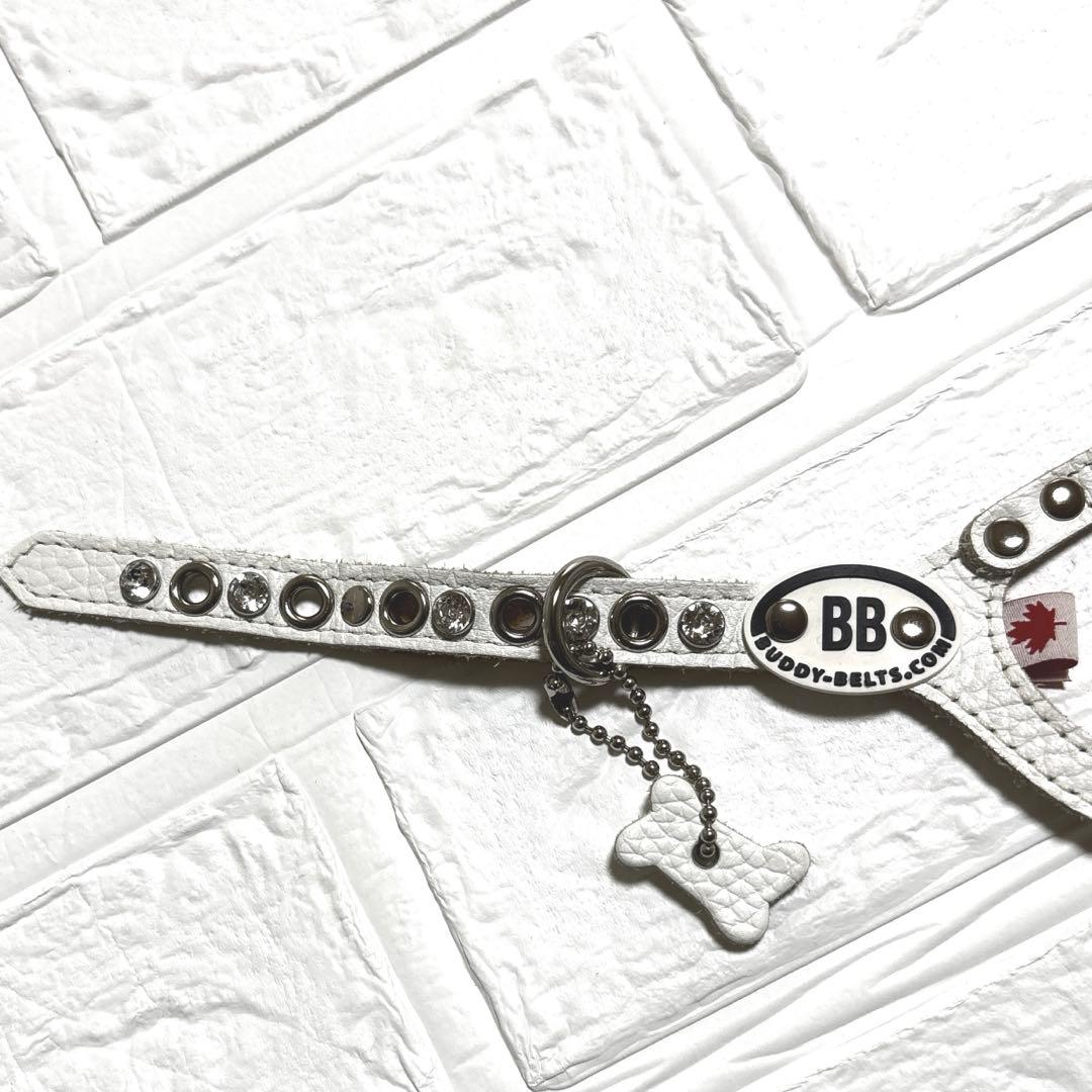バディベルト2.5号　オールレザー　スワロフスキー6個　ハーネス　BBベルト　犬