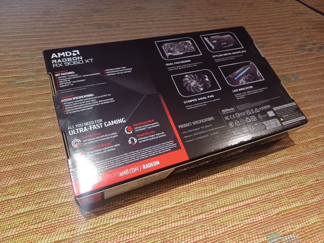 ASRock AMD RADEON RX9060XT 16GB (新品：未開封)