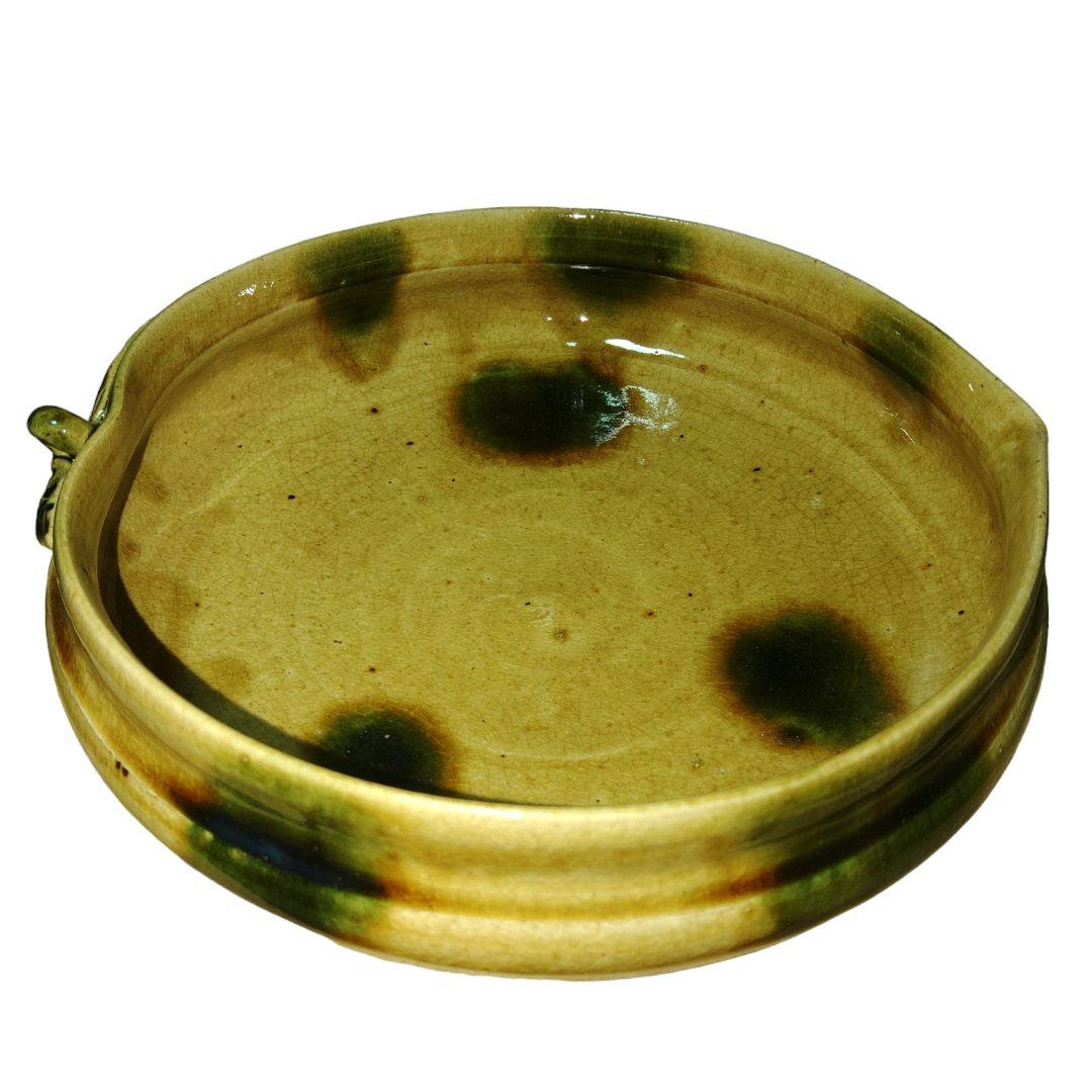 黄瀬戸平鉢　菓子鉢　木箱付