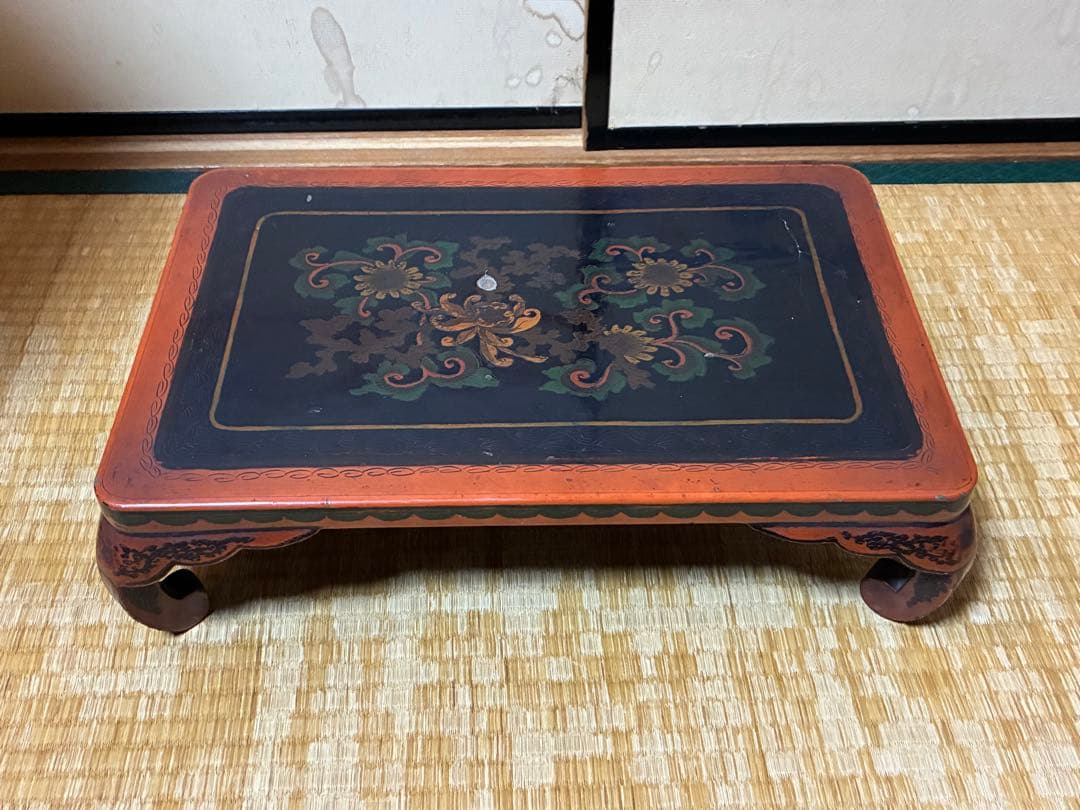 木製 漆塗 四足 花台 架台 時代物 中国？