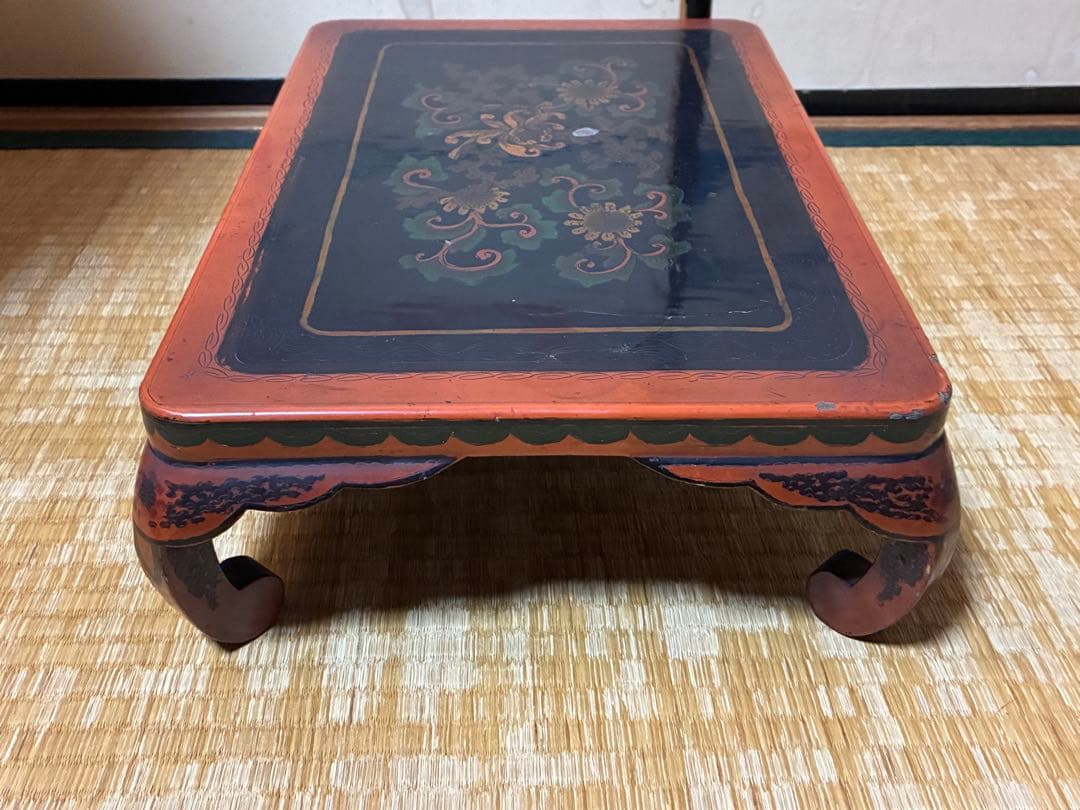 木製 漆塗 四足 花台 架台 時代物 中国？