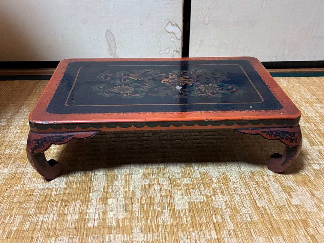 木製 漆塗 四足 花台 架台 時代物 中国？