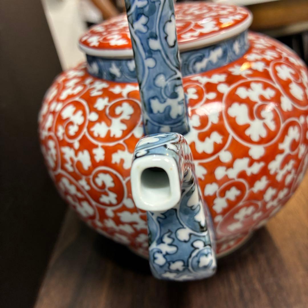 源右衛門窯　希少　赤絵更紗唐花紋