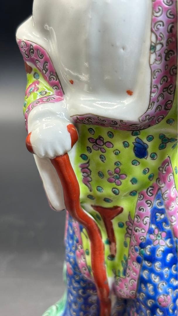 中国美術 古玩 色絵陶人形 陶器人形 高さ約26cm 置物 オブジェ 古董品