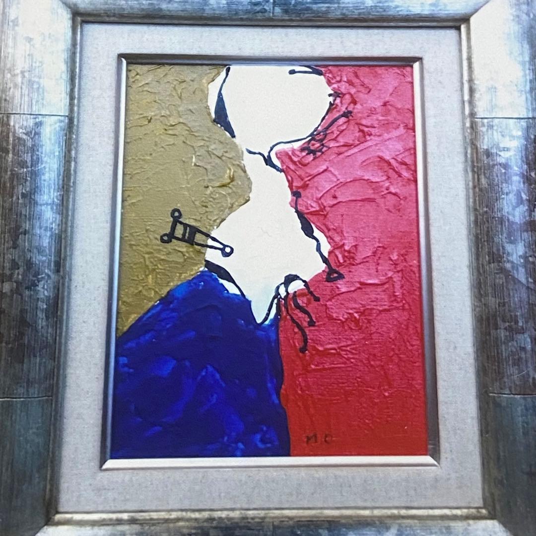 楽器を弾く人　額縁入り　絵画　by M.Onishi