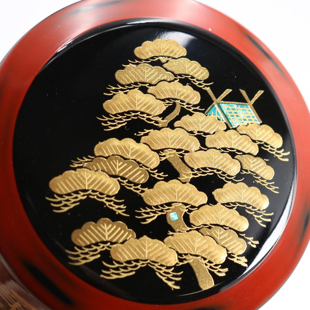 和田寿峰作 住吉蒔絵 薄茶器 面根来 山中塗 茶道具 共箱　V875　N6