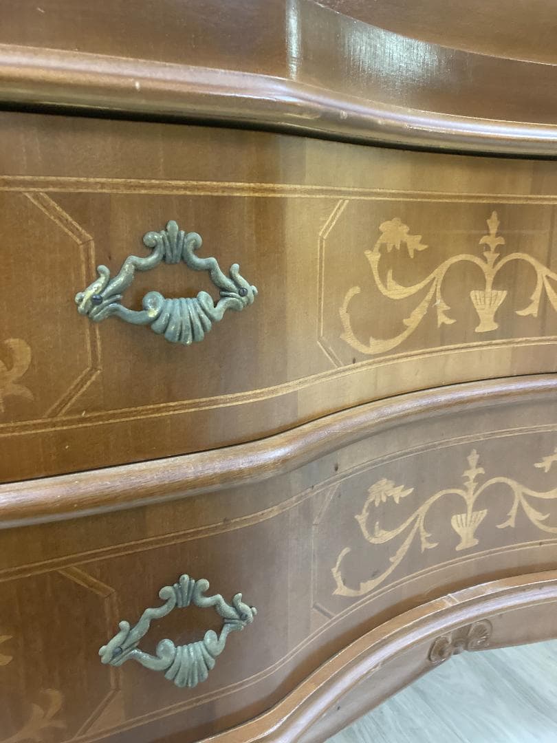 イタリア 象嵌 ライティング ビューロー デスク 猫脚　クラシック 鍵付