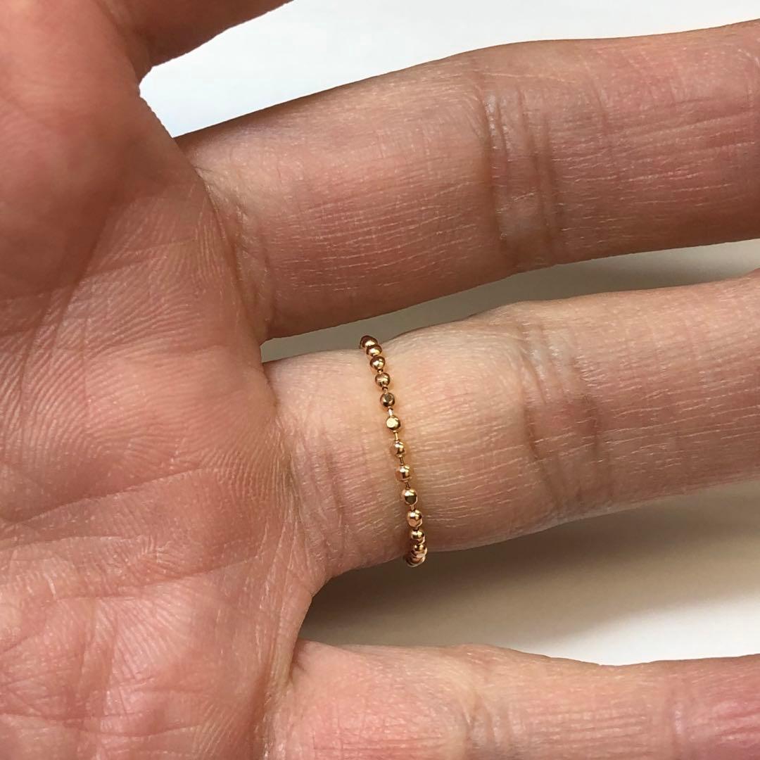 K18 ピンクゴールド　1.5mmカットボール　チェーンリング 18金 指輪