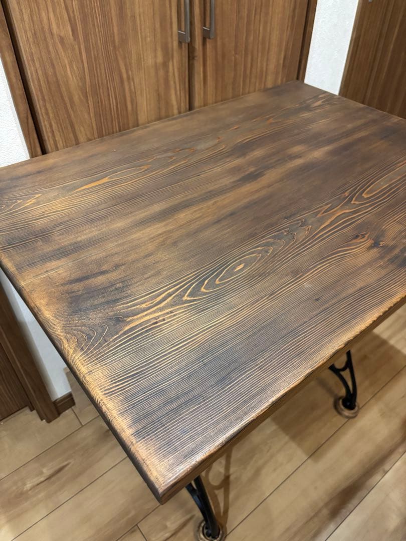 singer網足　黒　杉板テーブル