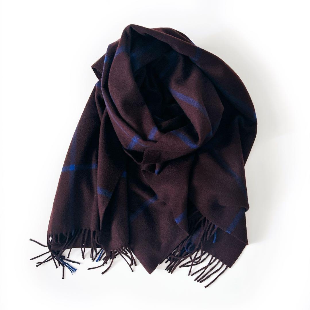 ジョシュアエリス　カシミアウインドーペーン大判ストール　WINDOWPANE