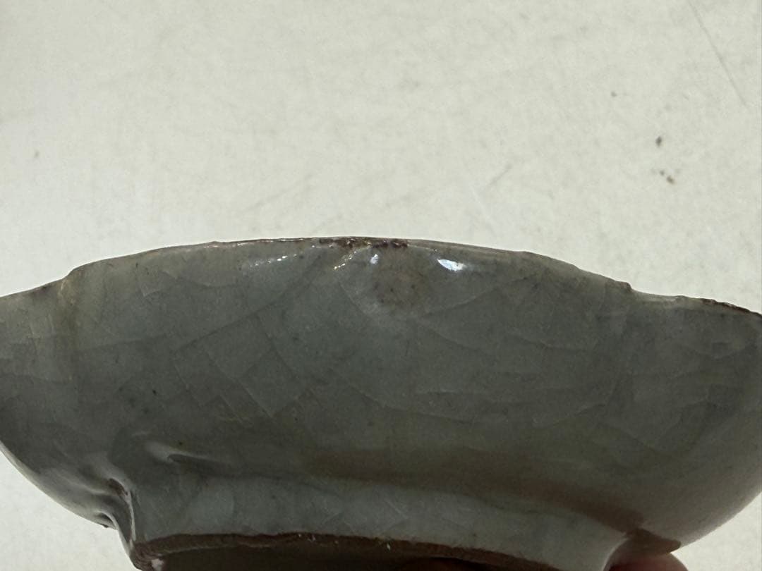 中国　宋時代　青磁海棠型小皿① 磁貫青磁　送料込み251214