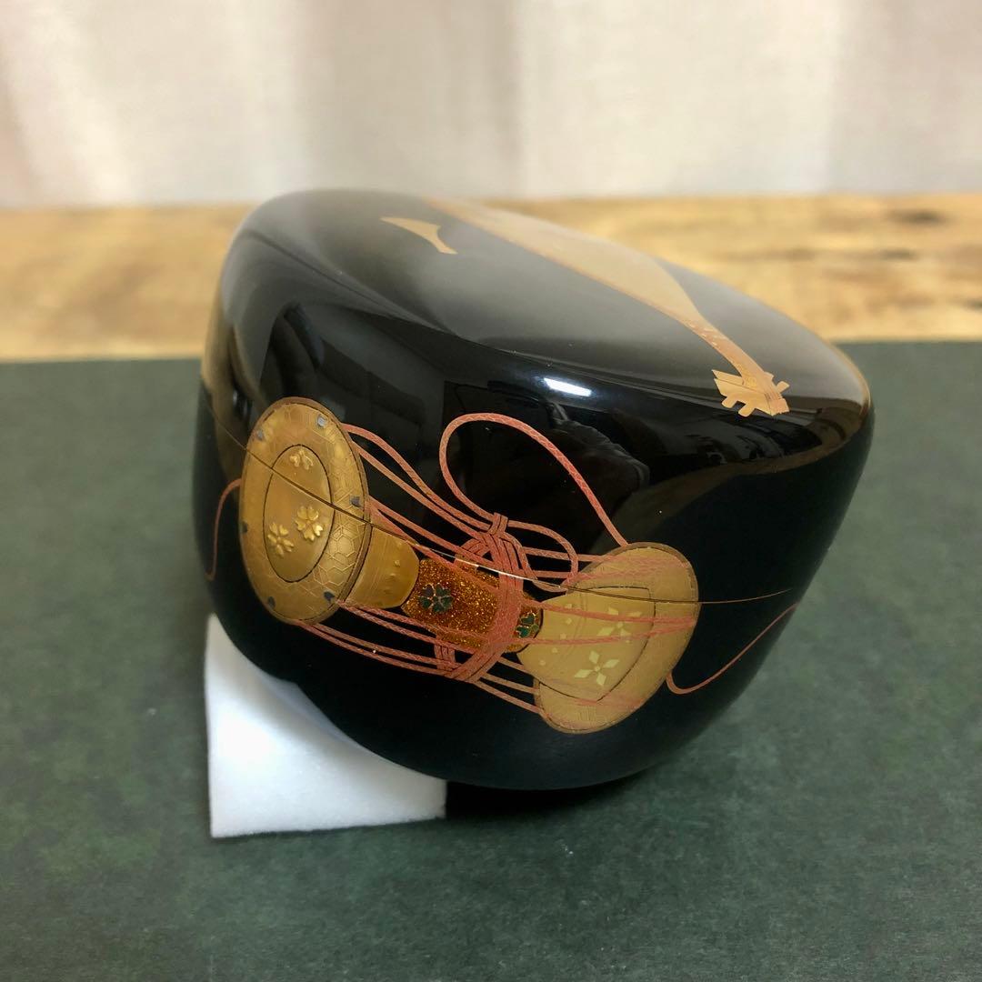 一后一兆 楽器蒔絵平棗 共箱 茶道具 なりもの棗 琵琶