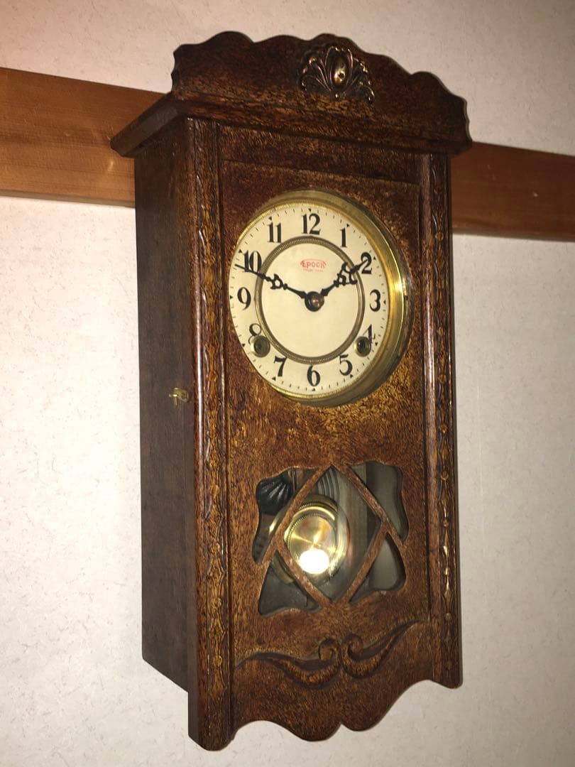 大正〜戦前 ゼンマイ振り子時計 整備済み 美品