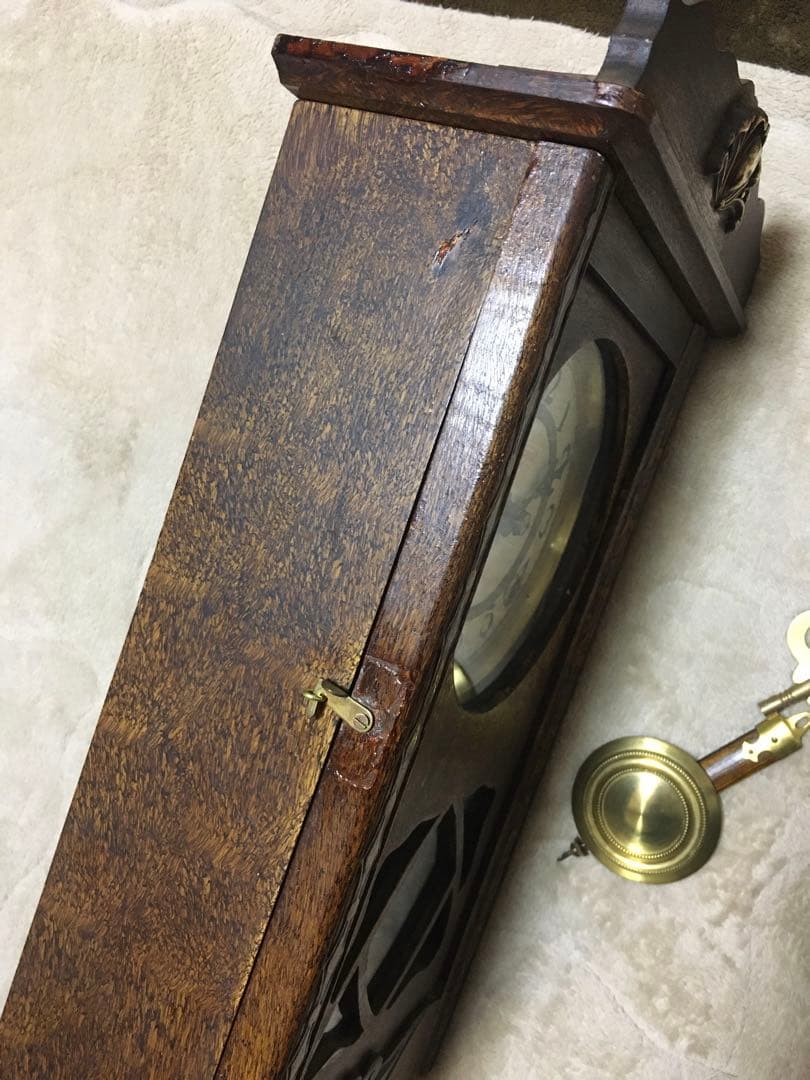 大正〜戦前 ゼンマイ振り子時計 整備済み 美品