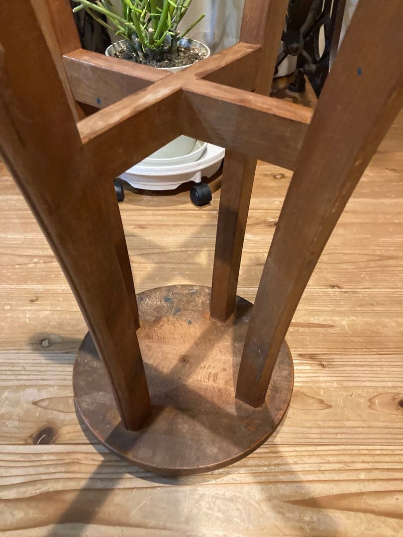 昭和レトロ 木製 スツール 丸椅子 古椅子　花台②