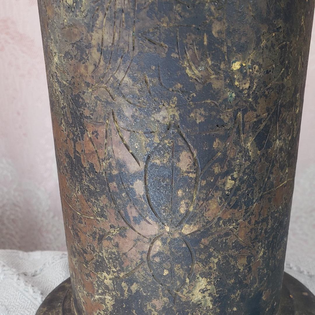 ◆『徳川家 金銅観音菩薩彫経筒 三つ葉葵紋』◆検）仏像 徳川家康 徳川家光 空海