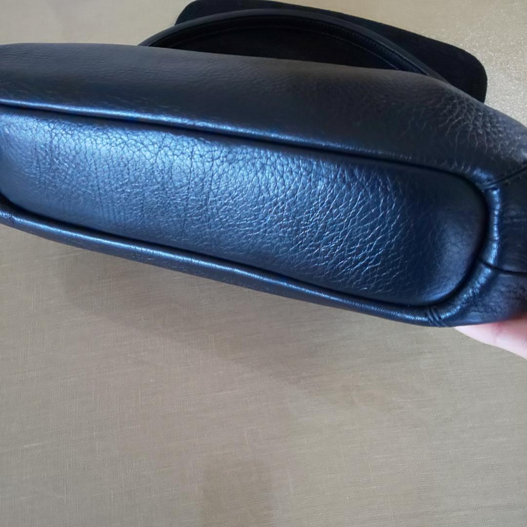 【美品】 ヒロフ HIROFU ハンドバッグ ペルーシェ　シボ革　濃紺　冠婚葬祭