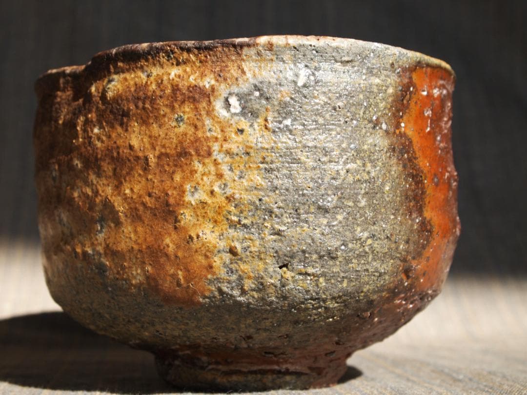 新作★高島聡平【師：伊勢崎淳】★備前山土茶碗★共箱・布