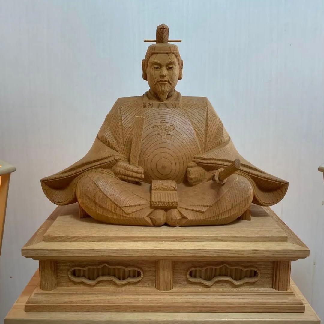 『菅原道真公（天神様） 』 木彫　伝統工芸井波彫刻　長谷進　謹作