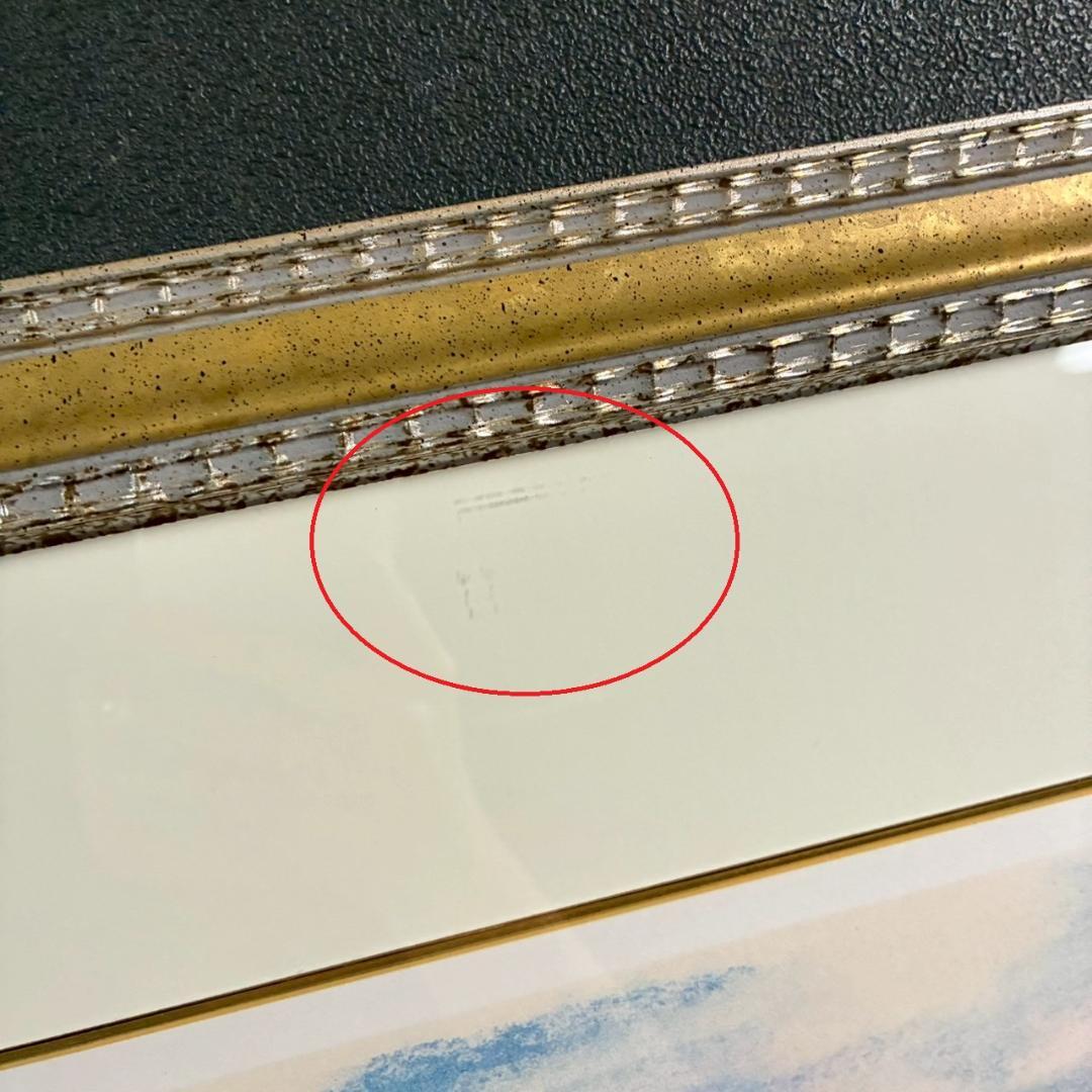 美品 ナターレ・アダミアーノ「白い花畑」リトグラフ 直筆サイン入り お洒落な額装