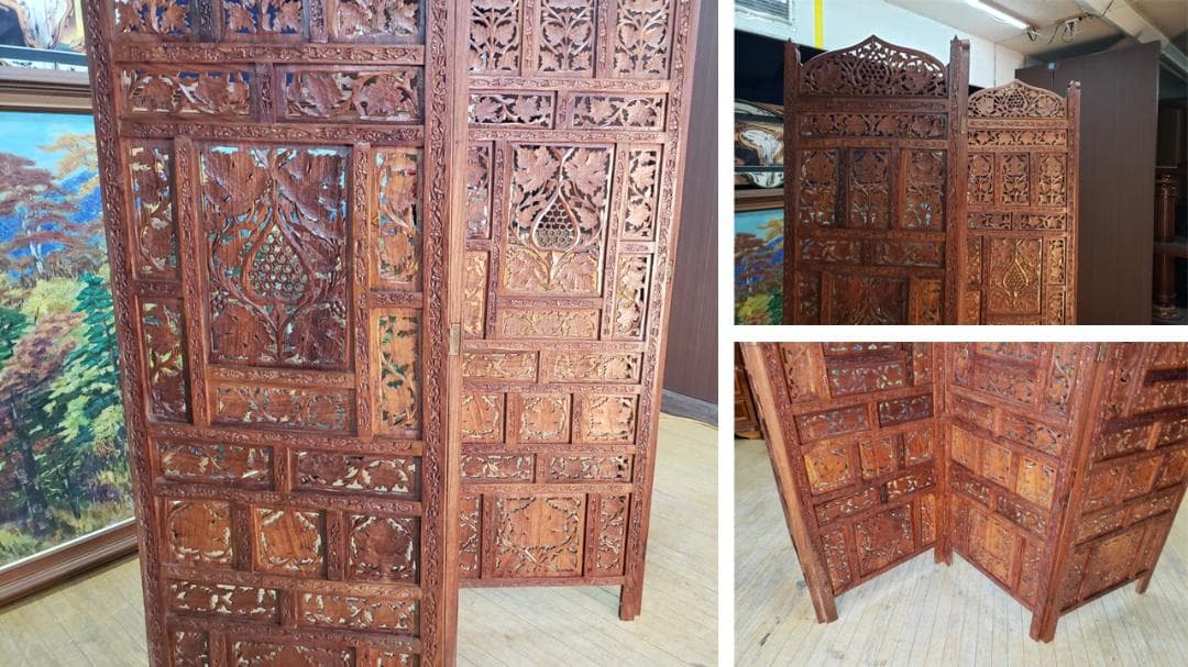 boo　美品　木製　四枚折り畳み　パーテーション