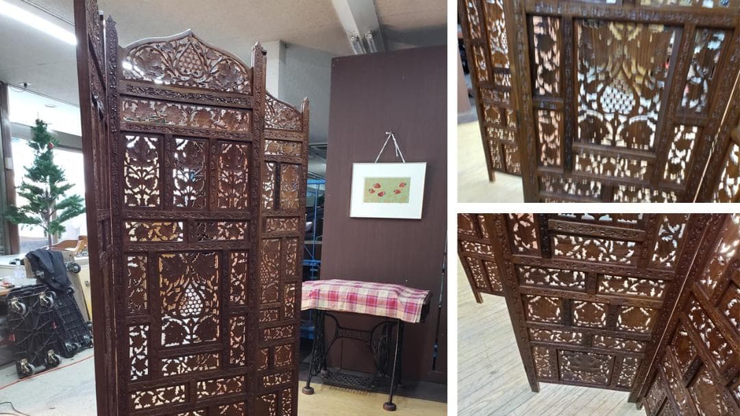 boo　美品　木製　四枚折り畳み　パーテーション